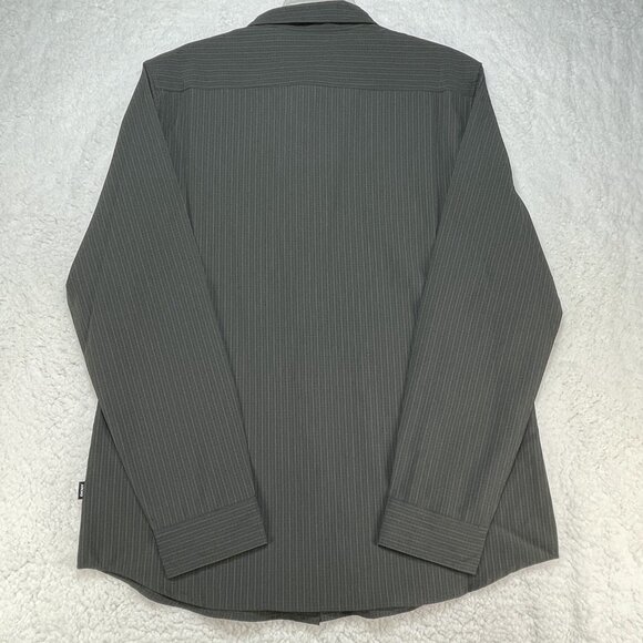 DKNY Shirt Mens Size L Large Green Stripe Long Sleeve Stretch UPF 30 NWT - Picture 2 of 9